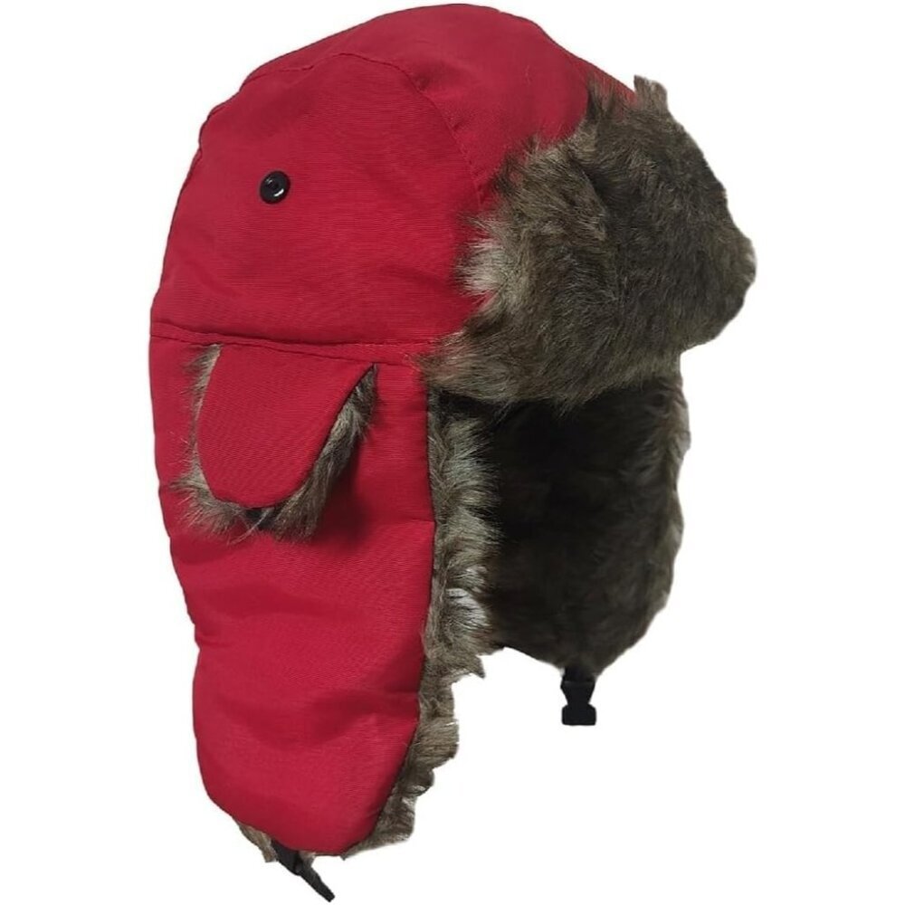 Unisex Red Russian Skiing Trooper Warm Winter Skiing Ear Flaps Trapper Hat